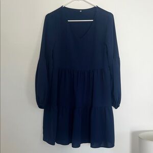 Elegant Navy Blue peasant teared styled Women's Dress